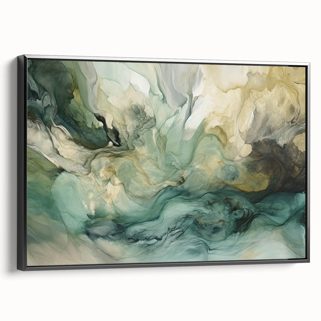 Framed abstract wall art featuring bold black strokes on a textured canvas, showcasing a modern design ideal for contemporary decor, viewed from the side.