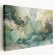 Abstract wall art featuring colorful strokes in shades of blue, pink, and yellow on a stretched canvas, showcasing a side view of the artwork's depth and texture. Perfect for modern home decor, this piece adds a vibrant touch to any room.