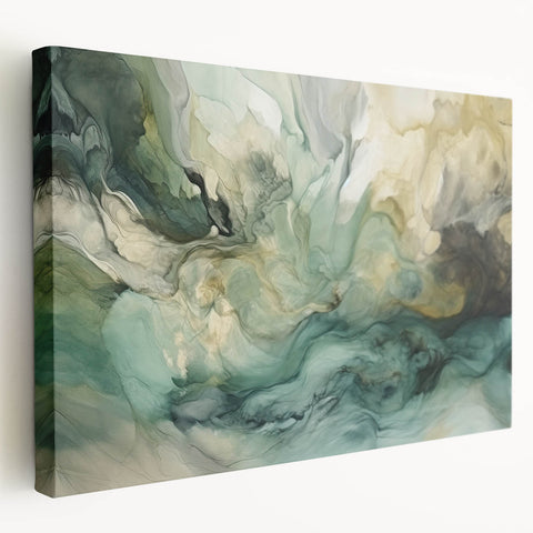 Abstract wall art featuring colorful strokes in shades of blue, pink, and yellow on a stretched canvas, showcasing a side view of the artwork's depth and texture. Perfect for modern home decor, this piece adds a vibrant touch to any room.