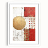 Abstract wall art featuring bold strokes in varying shades of blue and gold, framed with a white mat, enhancing modern decor aesthetics. Ideal for contemporary living spaces.