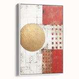 Abstract strokes wall art in a white frame, showcasing vibrant colors and dynamic patterns, perfect for modern home decor or office spaces. The side view highlights the depth and texture of the canvas, enhancing its artistic appeal.