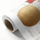 Abstract wall art print on rolled canvas showcasing vibrant strokes in shades of blue, orange, and yellow, perfect for modern home decor. Ideal for adding a pop of color to any space.