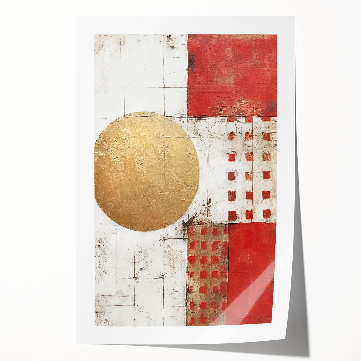 Abstract wall art print showcasing vibrant strokes in blue, orange, and yellow hues, rolled up for easy shipping and display, perfect for modern decor.