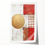 Abstract wall art print showcasing vibrant strokes in blue, orange, and yellow hues, rolled up for easy shipping and display, perfect for modern decor.