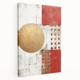 Abstract wall art canvas featuring vibrant strokes in shades of blue, orange, and yellow, showcasing a modern design ideal for contemporary decor. Stretched canvas offers a sleek side view, perfect for adding a pop of color to any room.