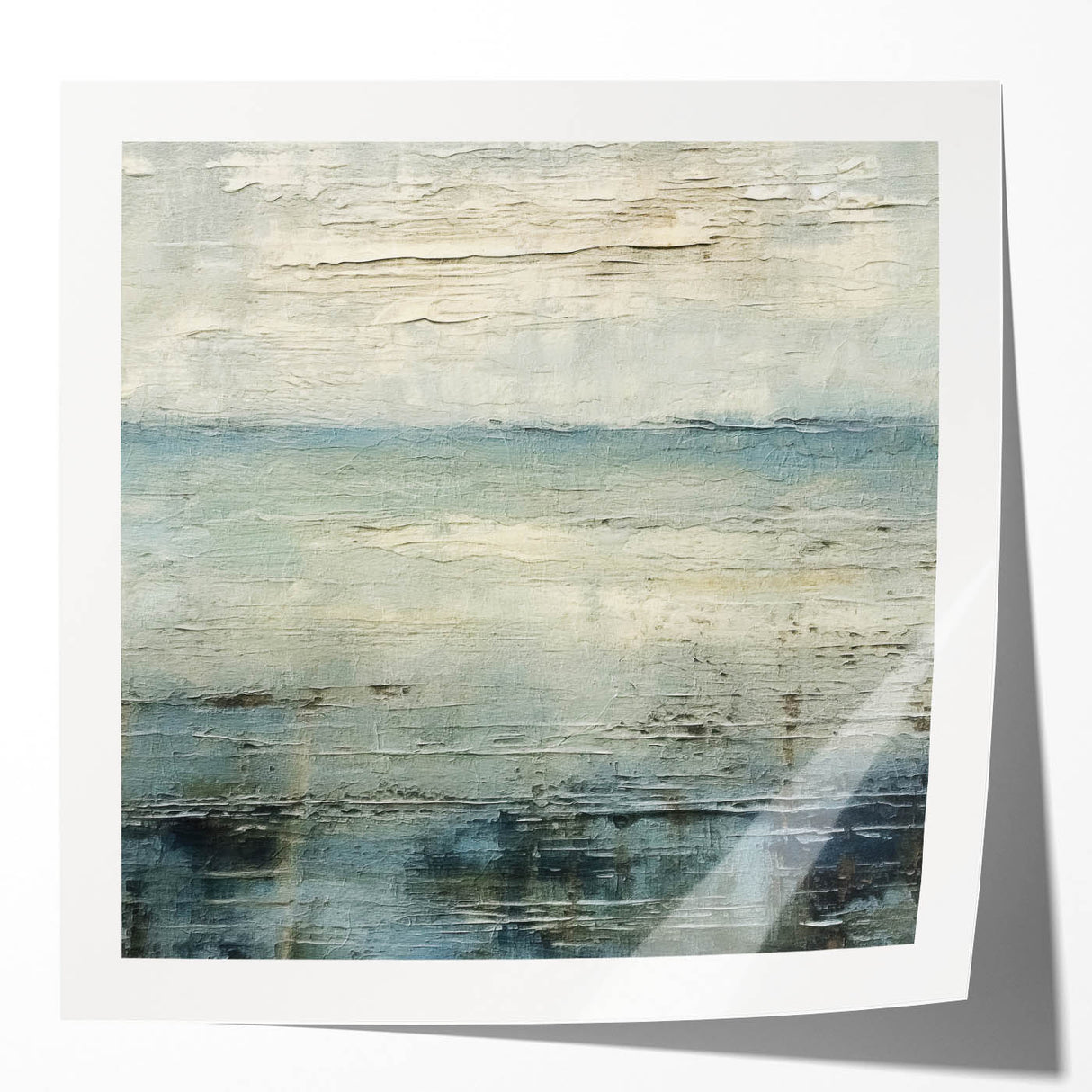 Abstract wall art showcasing vibrant strokes in shades of blue and gold, ideal for modern home decor. Perfect for adding a touch of sophistication to living spaces.