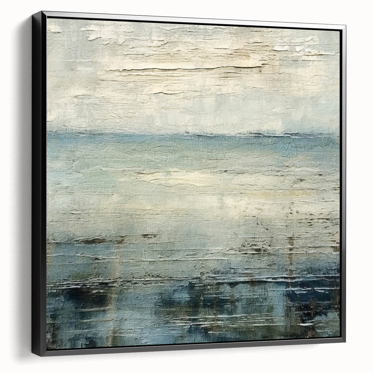 Framed abstract strokes wall art in black, showcasing dynamic brushwork and contemporary design. Ideal for modern home decor, displayed from a side view.
