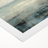 Abstract wall art on rolled canvas showcasing vibrant strokes in blue, orange, and yellow hues, perfect for modern home decor, packaged securely in a tube.