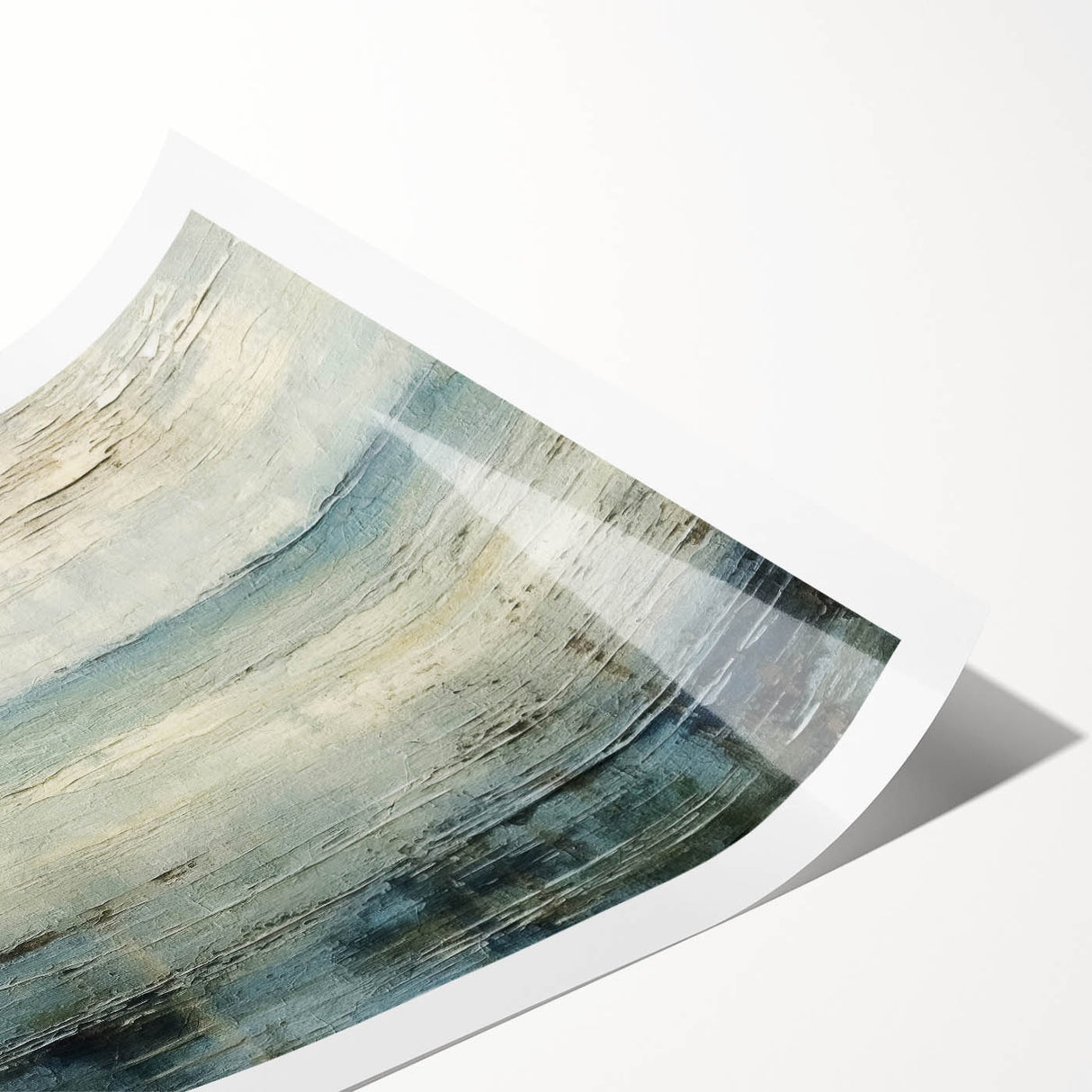 Abstract strokes wall art print showcasing vibrant colors of blue, orange, and yellow, rolled and ready for display, perfect for modern home decor accents.