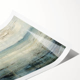 Abstract strokes wall art print showcasing vibrant colors of blue, orange, and yellow, rolled and ready for display, perfect for modern home decor accents.