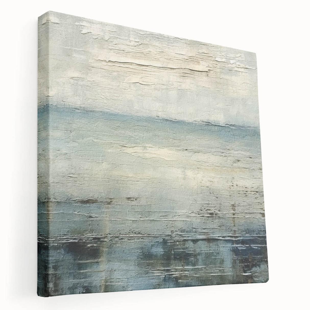 Abstract wall art canvas featuring vibrant, multi-colored strokes in a modern design, showcasing a side view that highlights its depth and texture, ideal for contemporary home decor.