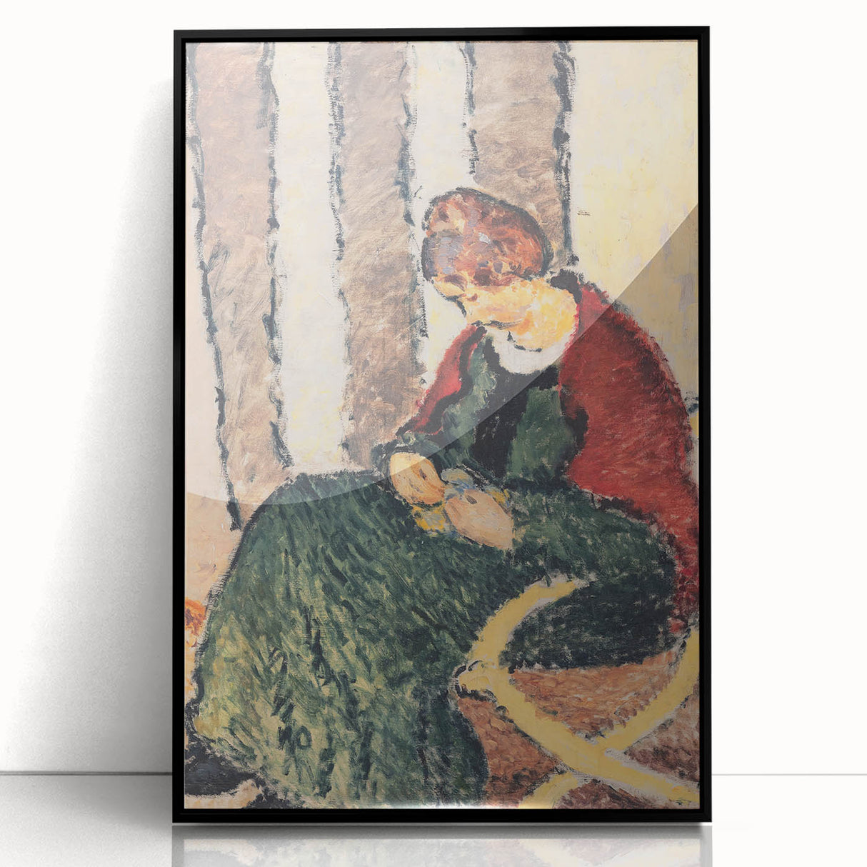Modern Wall Art: Lady with Red Shawl - Contemporary Art Print
