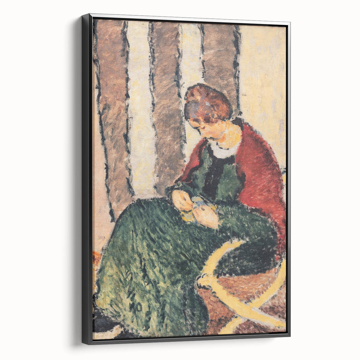 Modern Wall Art: Lady with Red Shawl - Contemporary Art Print