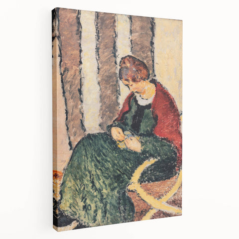 Modern Wall Art: Lady with Red Shawl - Contemporary Art Print