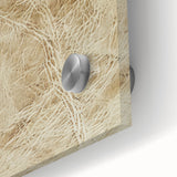 Close-up of an abstract strokes wall art piece printed on acrylic glass, showcasing vibrant colors and dynamic brushwork, perfect for modern home decor.