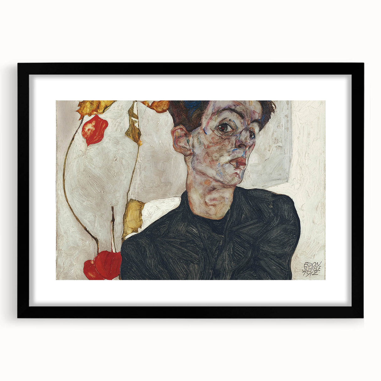 Modern Wall Art: Egon Schiele’s Self-Portrait with Physalis