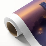 Stunning rolled canvas showcasing a picturesque medieval castle landscape, featuring vibrant colors and intricate details, ideal for home decor or art enthusiasts.