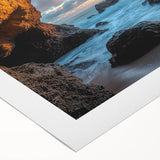 Stunning rolled canvas artwork showcasing a vibrant landscape scene with intricate cave details, designed for wall decor and packaged in a protective tube.