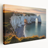 Stretched canvas artwork showcasing a stunning side view of majestic cliffs against a vibrant sky, ideal for enhancing modern home decor or office spaces.