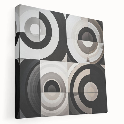 Modern Geometric Bedroom Wall Art - Black and White Canvas Print