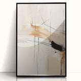 Custom Dining Room Wall Décor - Abstract Beige, Gold & Black Art