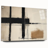 Minimalist Abstract Living Room Wall Art – Black & Beige Canvas
