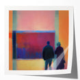 Abstract figurative wall art print showcasing vibrant colors and dynamic shapes, presented in a glossy finish, ideal for modern home decor accents.