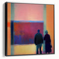 Framed abstract figurative wall art featuring bold black lines and vibrant colors, displayed in a sleek black frame, ideal for modern home decor.
