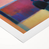 Abstract figurative wall art printed on rolled canvas, showcasing vibrant colors and dynamic shapes, ideal for modern interior decor, packaged securely in a protective tube.