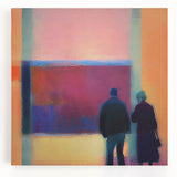 Abstract figurative wall art on stretched canvas, showcasing vibrant colors and dynamic shapes, ideal for modern home decor. Perfect for adding a unique artistic touch to living spaces.