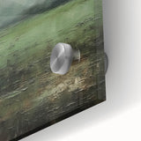 Abstract landscape wall art close-up showcasing vibrant hues of blue and green with fluid acrylic textures, perfect for modern home decor or office spaces.