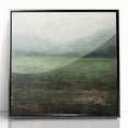 Framed abstract landscape wall art in black acrylic, showcasing vibrant colors and modern design. Ideal for contemporary home decor or office aesthetics.