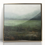 Framed abstract landscape wall art featuring a stunning gold-acrylic design that adds elegance to any room, perfect for modern home decor enthusiasts.