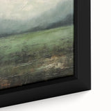 Close-up of a framed abstract landscape wall art piece showcasing vibrant colors and dynamic shapes, ideal for modern home decor and artistic interior design.