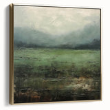 Framed abstract landscape wall art featuring silver and gold tones, showcasing textured elements and a modern design, perfect for contemporary decor.