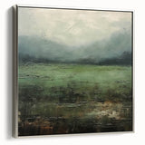 Framed abstract landscape wall art featuring a silver border, showcasing vibrant colors and intricate patterns, perfect for modern home decor. Ideal for enhancing living spaces with a contemporary artistic touch.