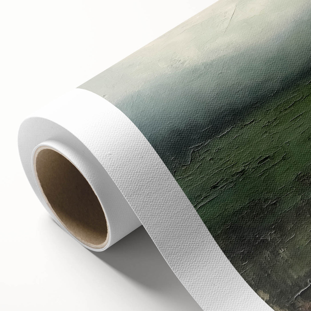Abstract landscape wall art on rolled canvas, showcasing vibrant colors and dynamic shapes, perfect for modern decor. Packaged securely in a cardboard tube for safe delivery.