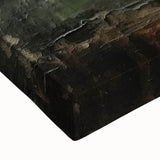 Close-up of vibrant abstract landscape wall art on stretched canvas, showcasing rich colors and intricate textures, perfect for modern home decor.