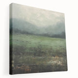 Abstract landscape wall art on stretched canvas, showcasing vibrant colors and dynamic shapes, perfect for modern home decor. Side view highlights the canvas depth and artistic texture, ideal for adding a contemporary touch to any room.