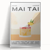 Art deco poster featuring a stylized cocktail glass, rendered in bold black and white tones on a framed acrylic.