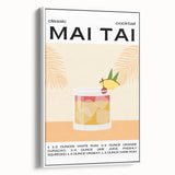 Vintage poster art of colorful cocktails on a black background, framed canvas, ideal for living room decor.