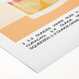 Art deco poster featuring a stylized cocktail glass, rendered in bold black and gold tones on a rolled canvas.