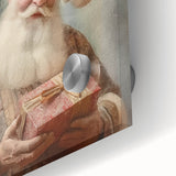 Holiday Decor Prints - Santa with Wrapped Gift Festive Christmas Art