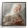 Holiday Decor Prints - Santa with Wrapped Gift Festive Christmas Art