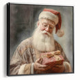 Holiday Decor Prints - Santa with Wrapped Gift Festive Christmas Art