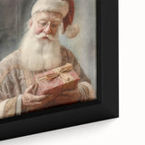 Holiday Decor Prints - Santa with Wrapped Gift Festive Christmas Art