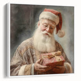 Holiday Decor Prints - Santa with Wrapped Gift Festive Christmas Art