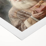 Holiday Decor Prints - Santa with Wrapped Gift Festive Christmas Art