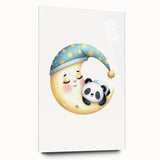 Kids Room Art Prints - Sleeping Moon & Panda Nursery Wall Decor