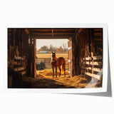 Rolled print showcasing a vibrant landscape of a rustic barn surrounded by lush greenery, expertly packaged in a protective cardboard tube for safe delivery.